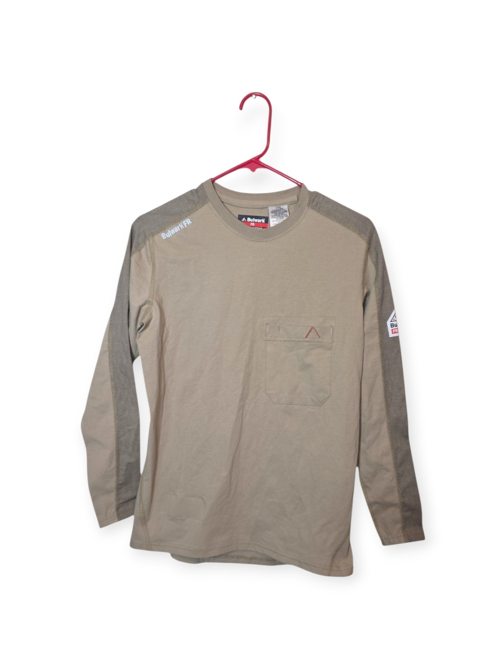 Mens NWOT Bulwark FR Flex Knit long sleeve shirt in khaki, size large regular